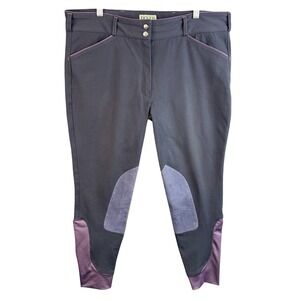 Dover Saddlery Riding Breeches Womens 34 Gray Knee Patch Equestrian Horse Riding